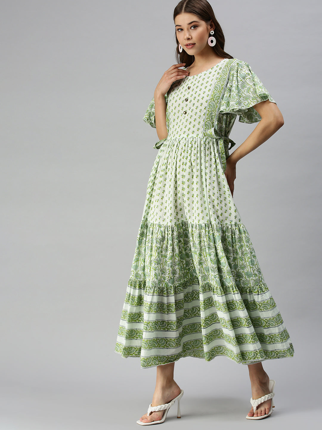 Women's Green Floral Anarkali Kurta