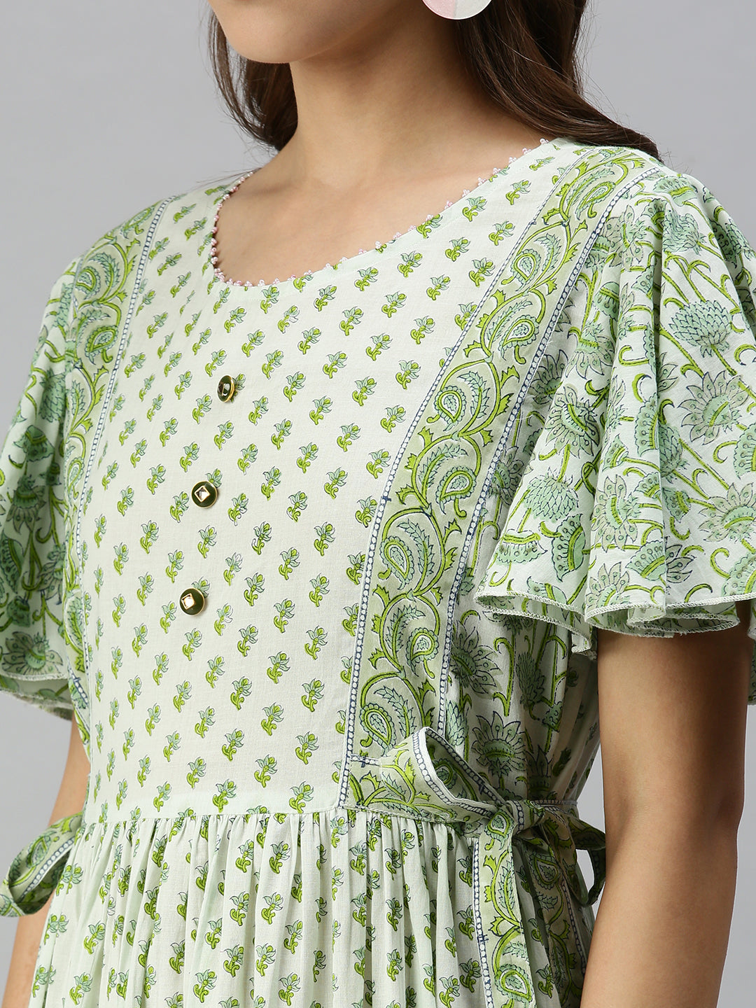 Women's Green Floral Anarkali Kurta