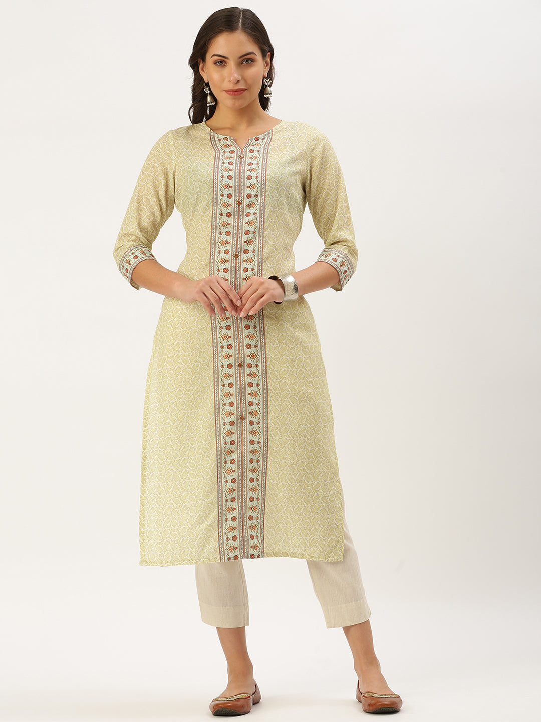 Women's Green Paisley Straight Kurta