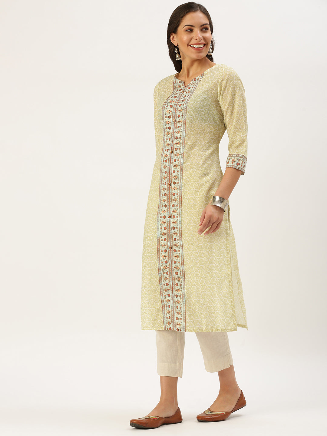 Women's Green Paisley Straight Kurta