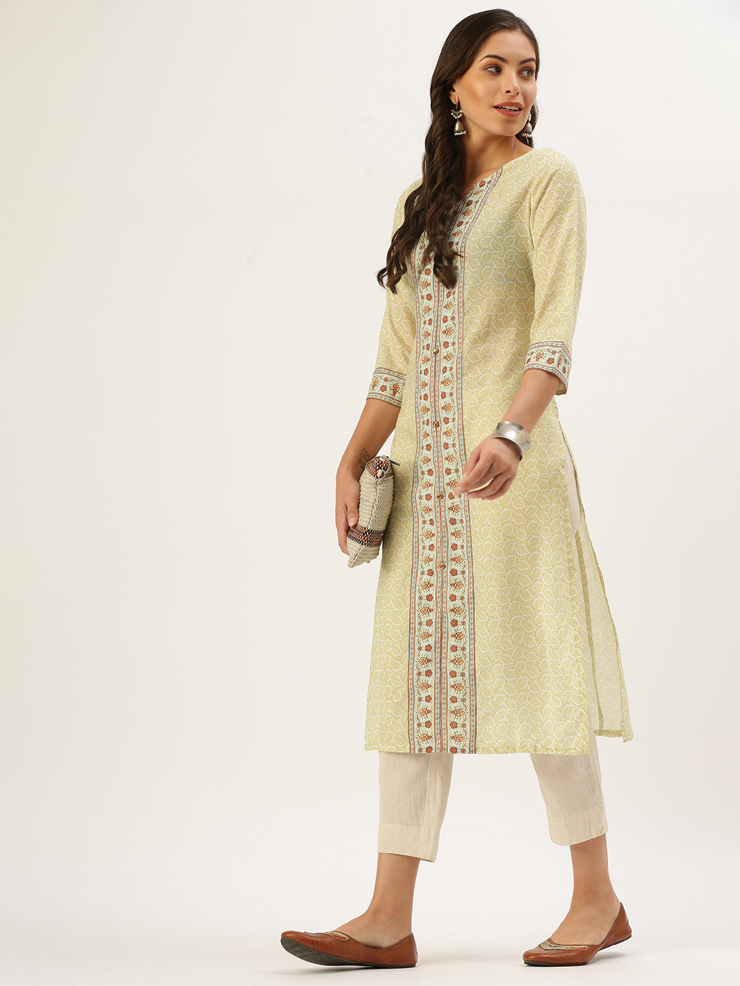 Women's Green Paisley Straight Kurta