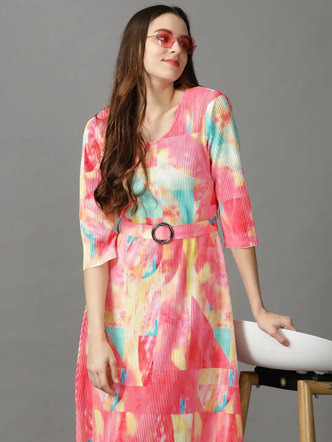Women's Multi Colourblock A-Line Dress