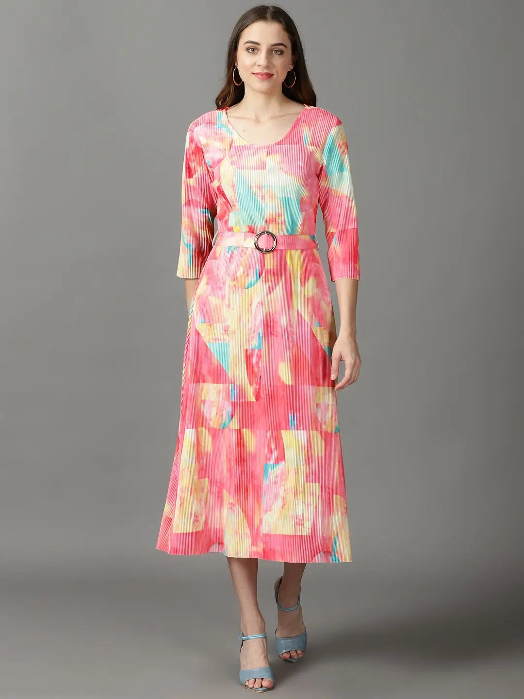 Women's Multi Colourblock A-Line Dress
