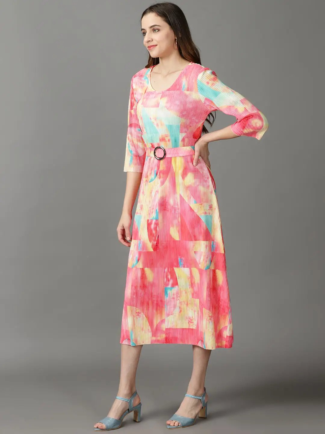 Women's Multi Colourblock A-Line Dress
