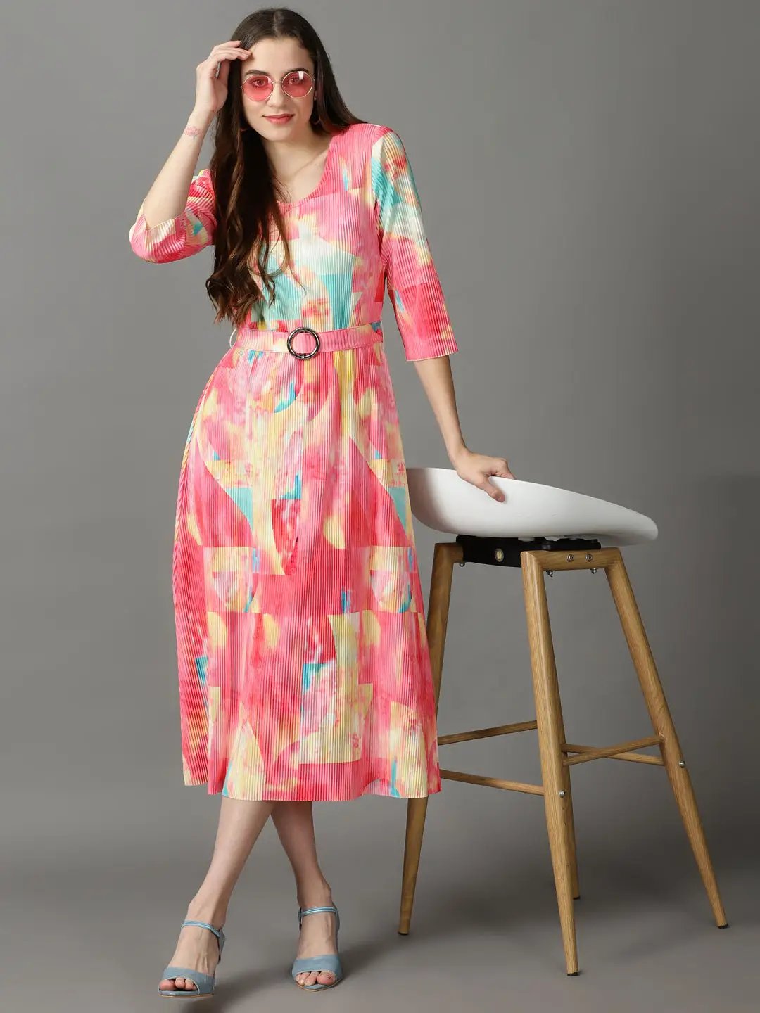Women's Multi Colourblock A-Line Dress