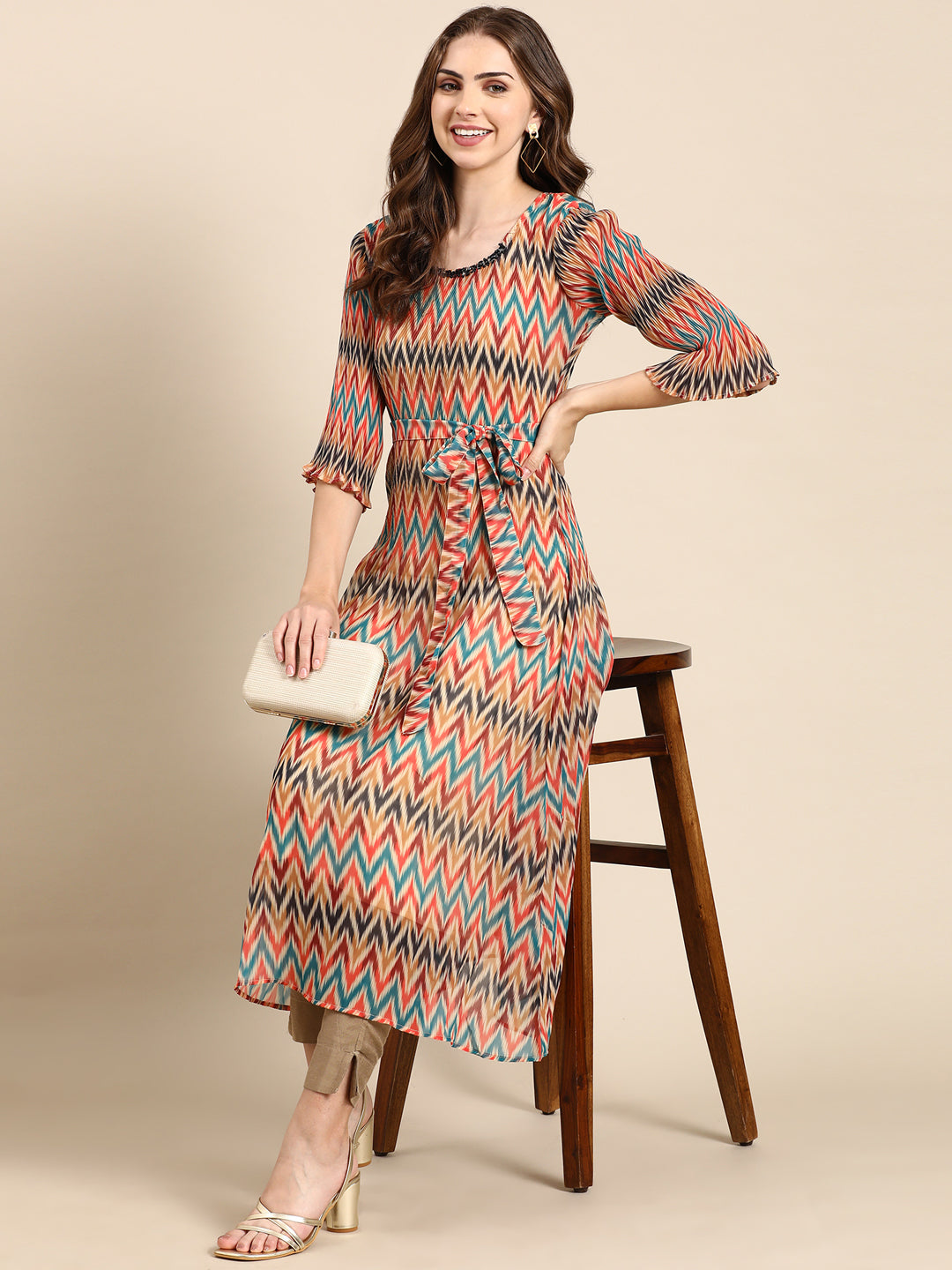 Women's Multi Chevron A-Line Kurta