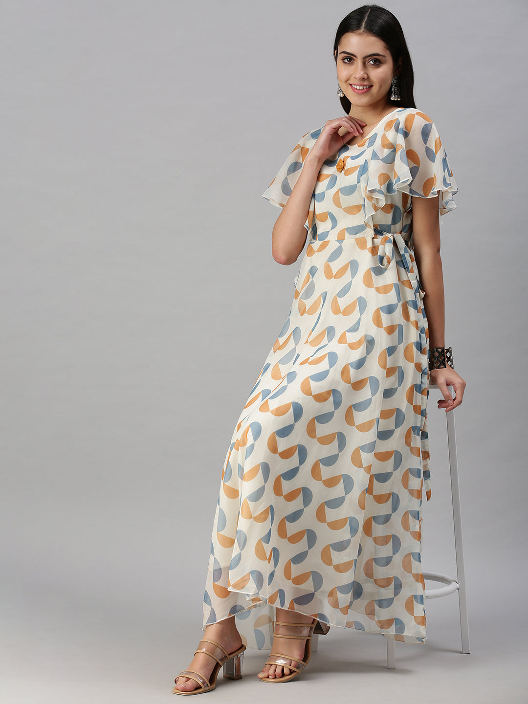 Women's Cream Printed Anarkali Kurta