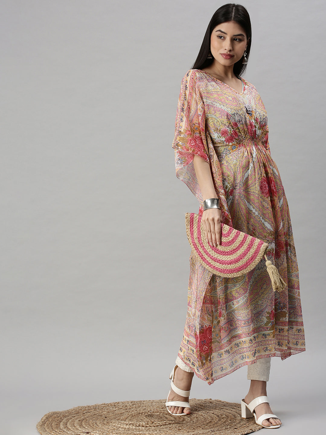 Women's Multi Floral Kaftan Kurta