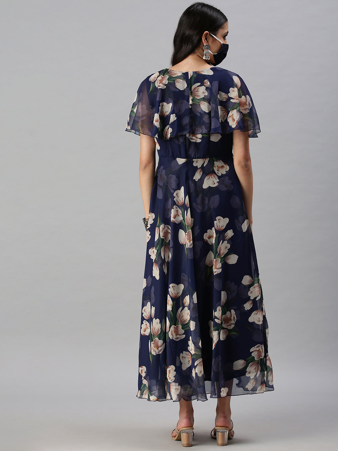 Women's Blue Floral Anarkali Kurta