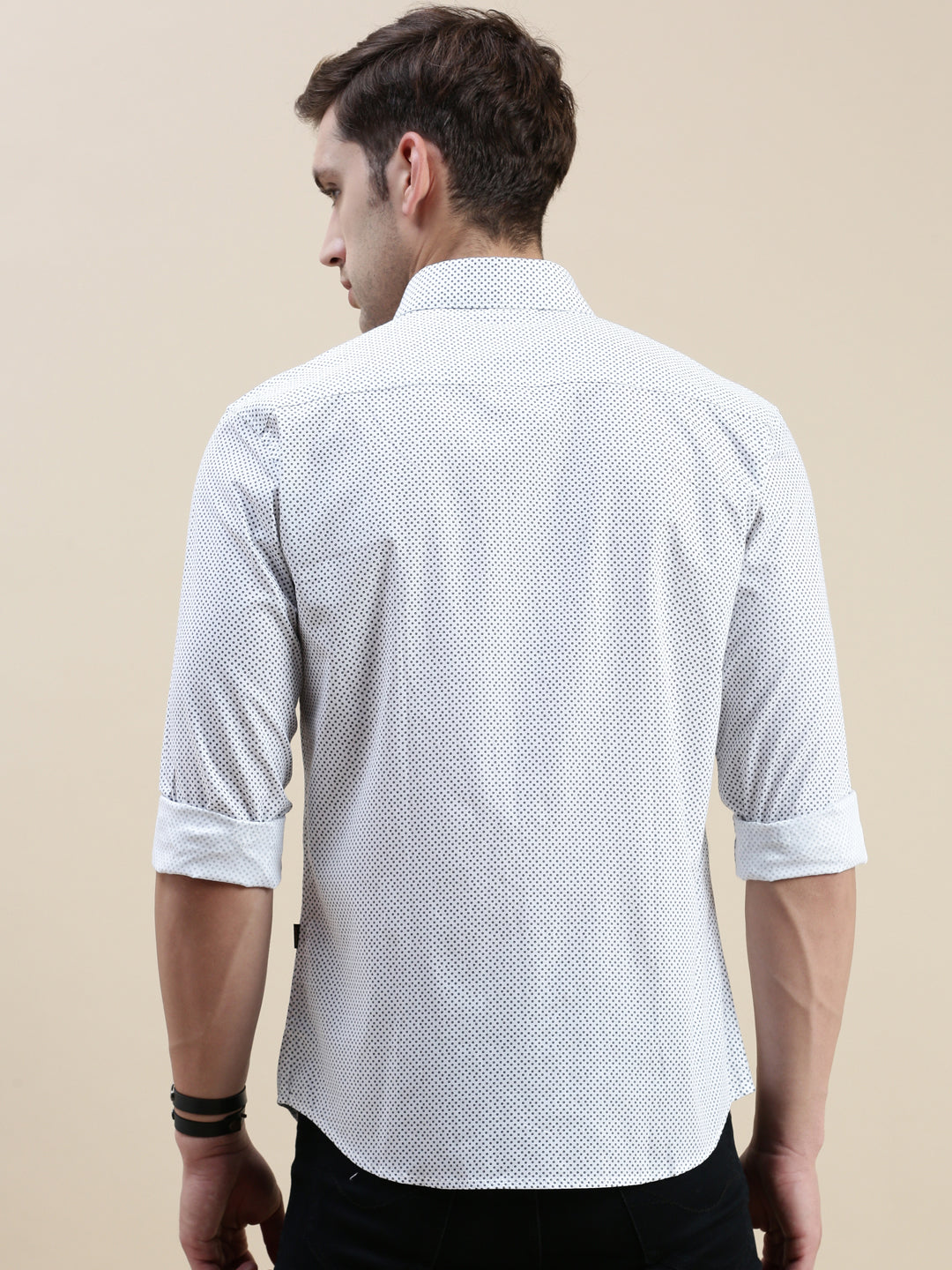 Men White Printed Casual Shirt