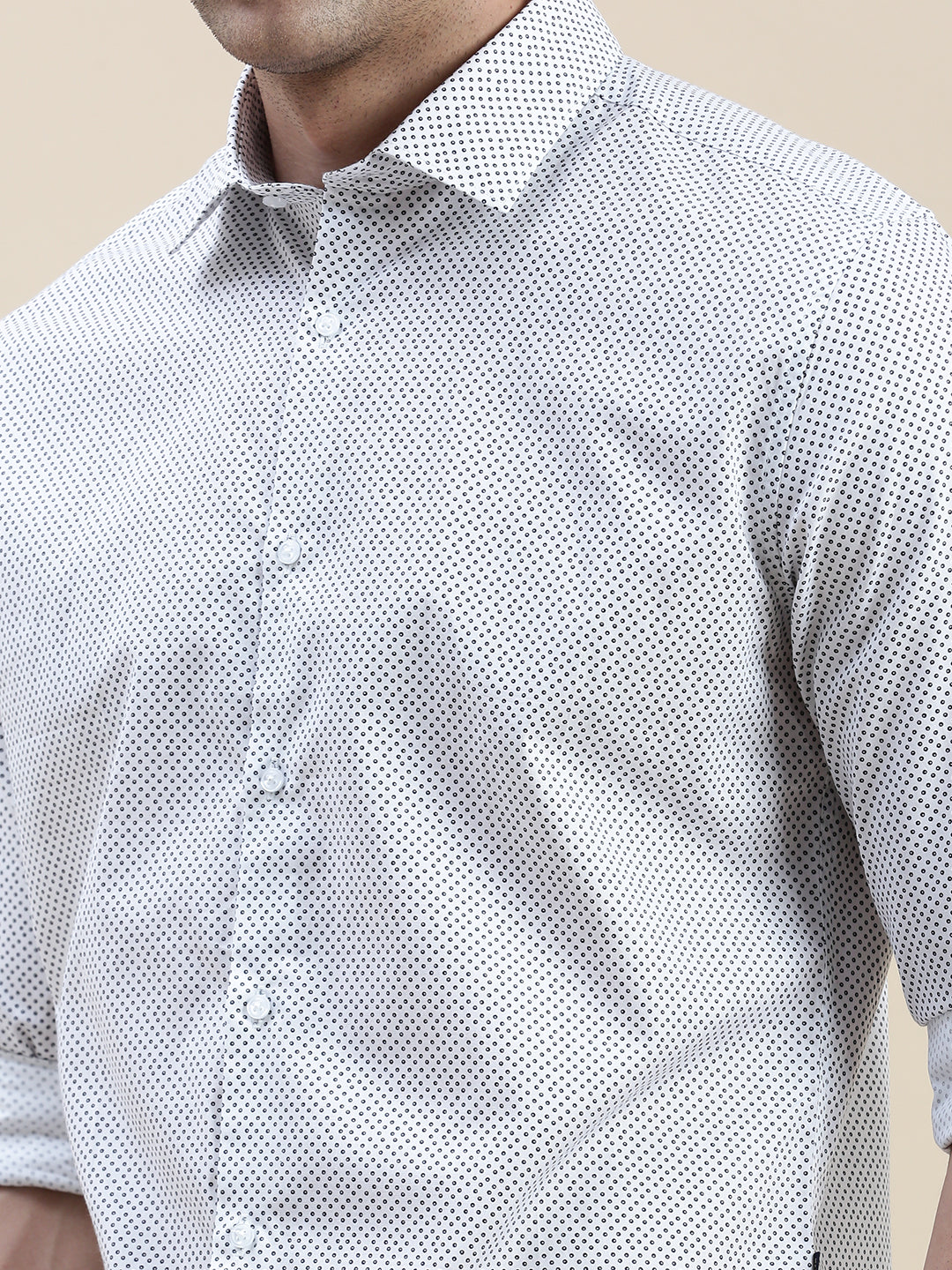 Men White Printed Casual Shirt