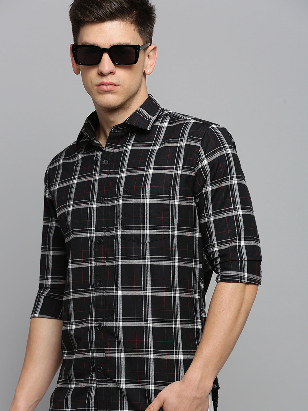 Men Black Checked Casual Shirt