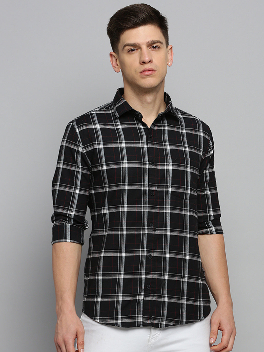 Men Black Checked Casual Shirt