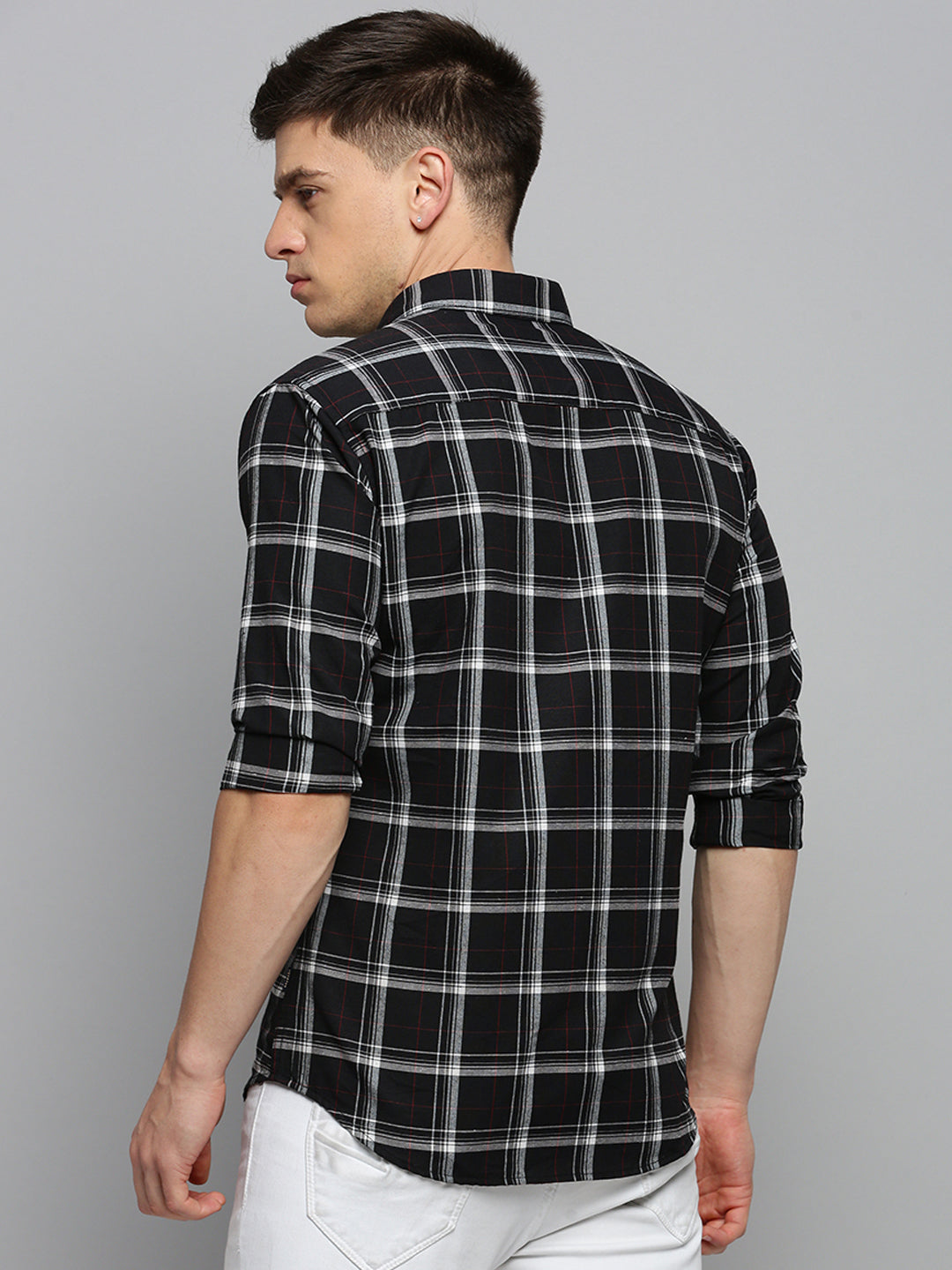 Men Black Checked Casual Shirt