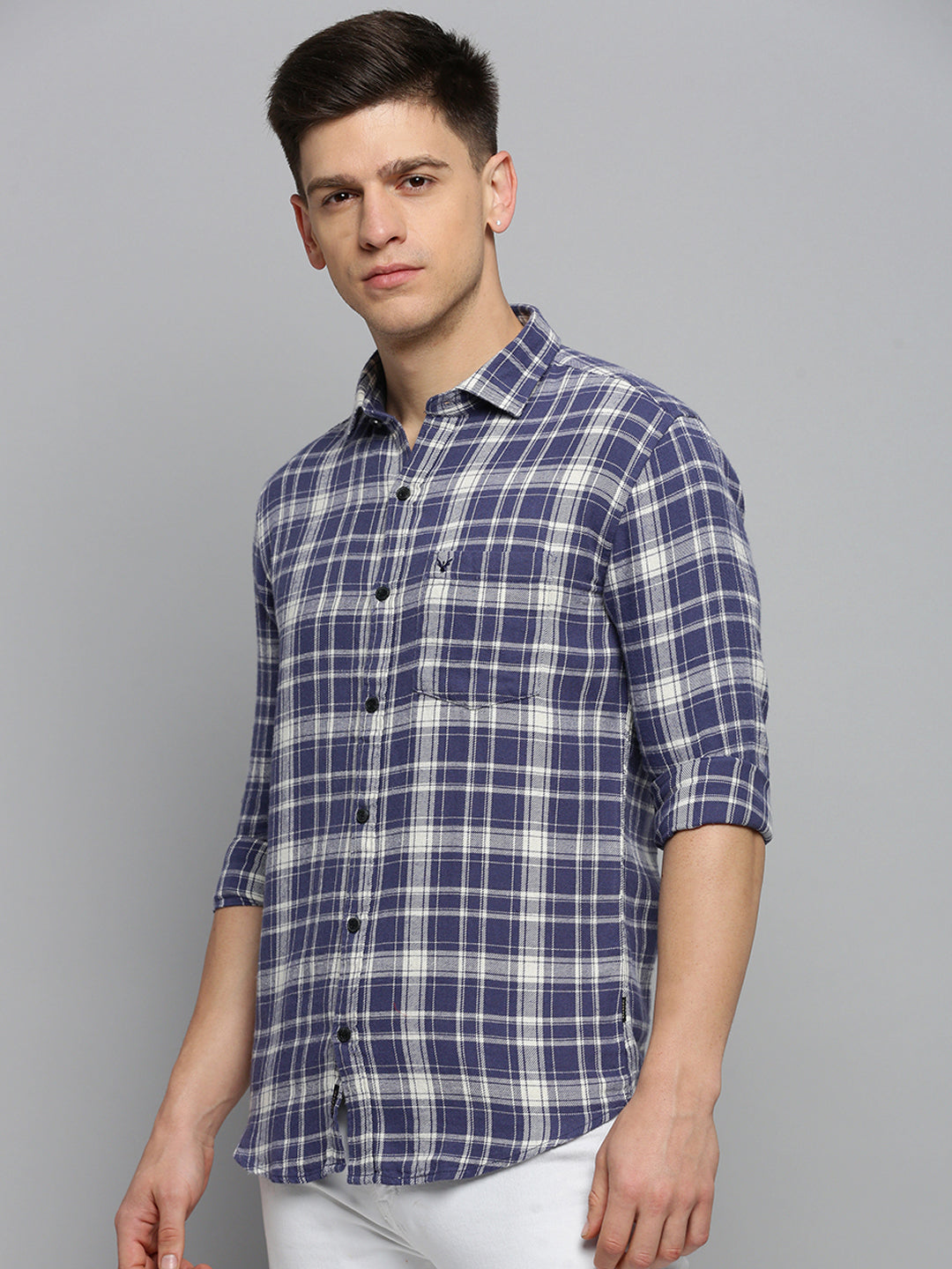 Men Blue Checked Casual Shirt