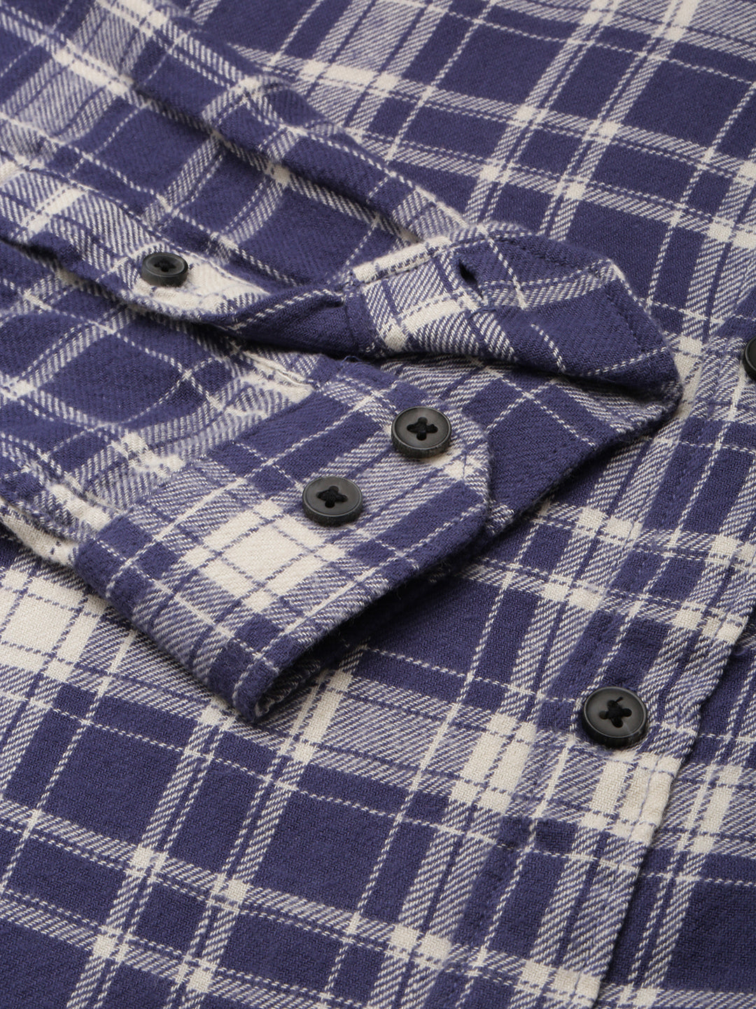 Men Blue Checked Casual Shirt