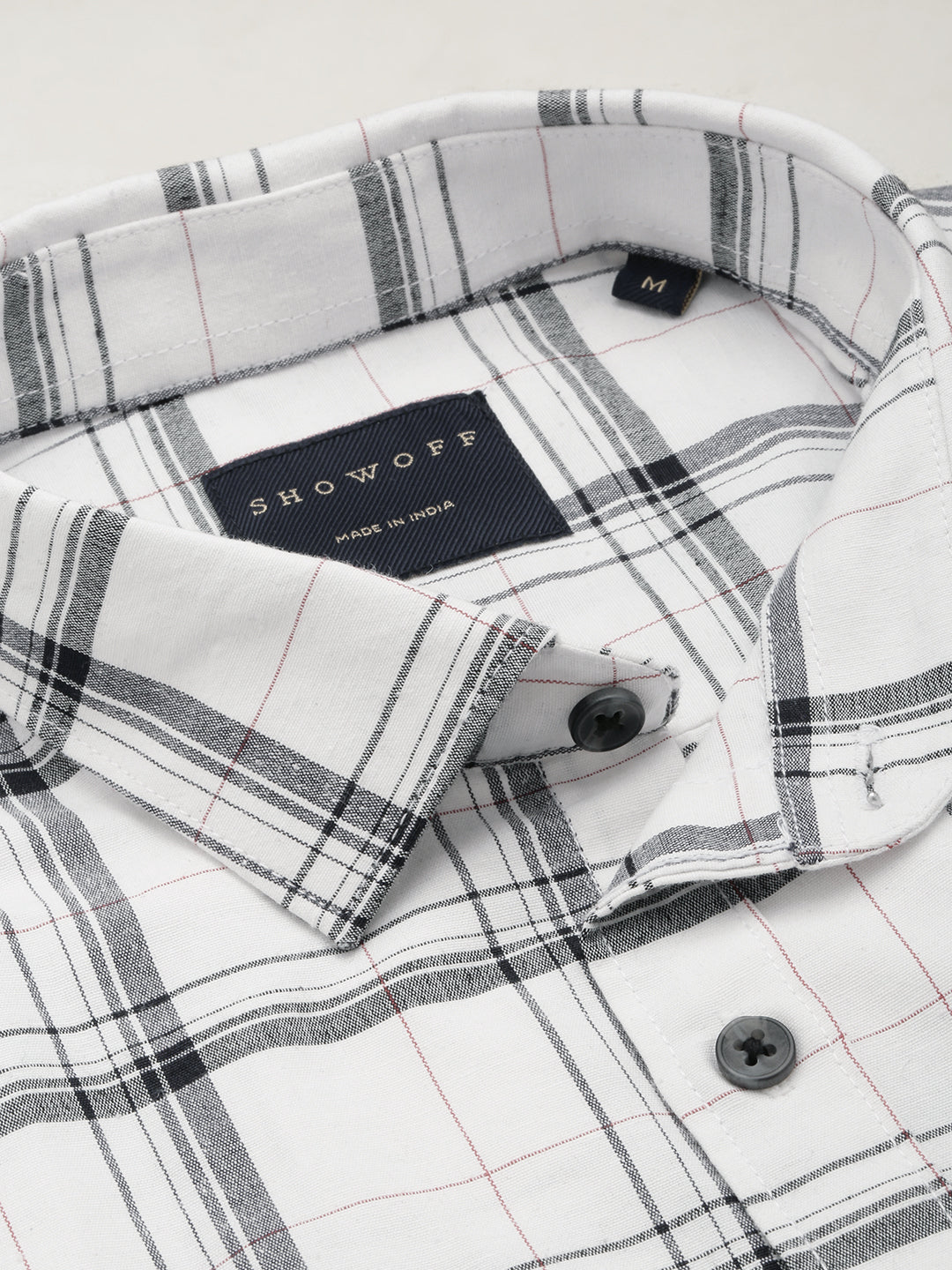 Men White Checked Casual Shirt