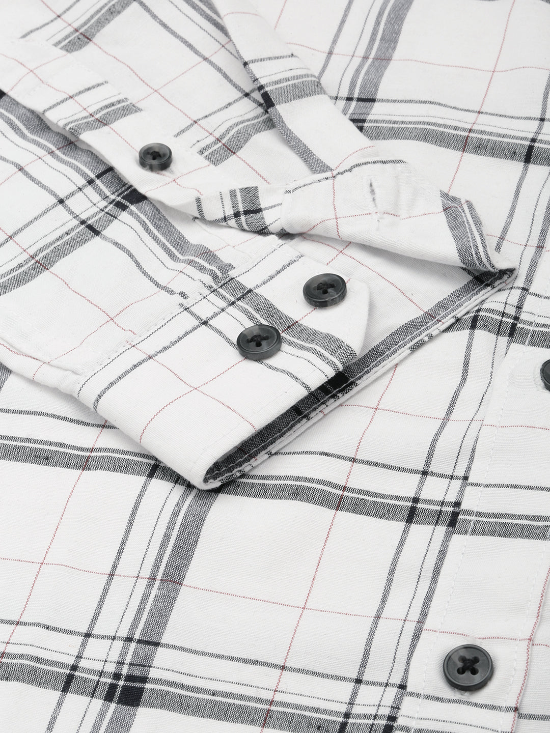 Men White Checked Casual Shirt