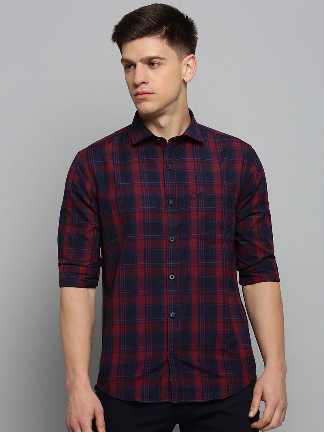 Men Maroon Checked Casual Shirt