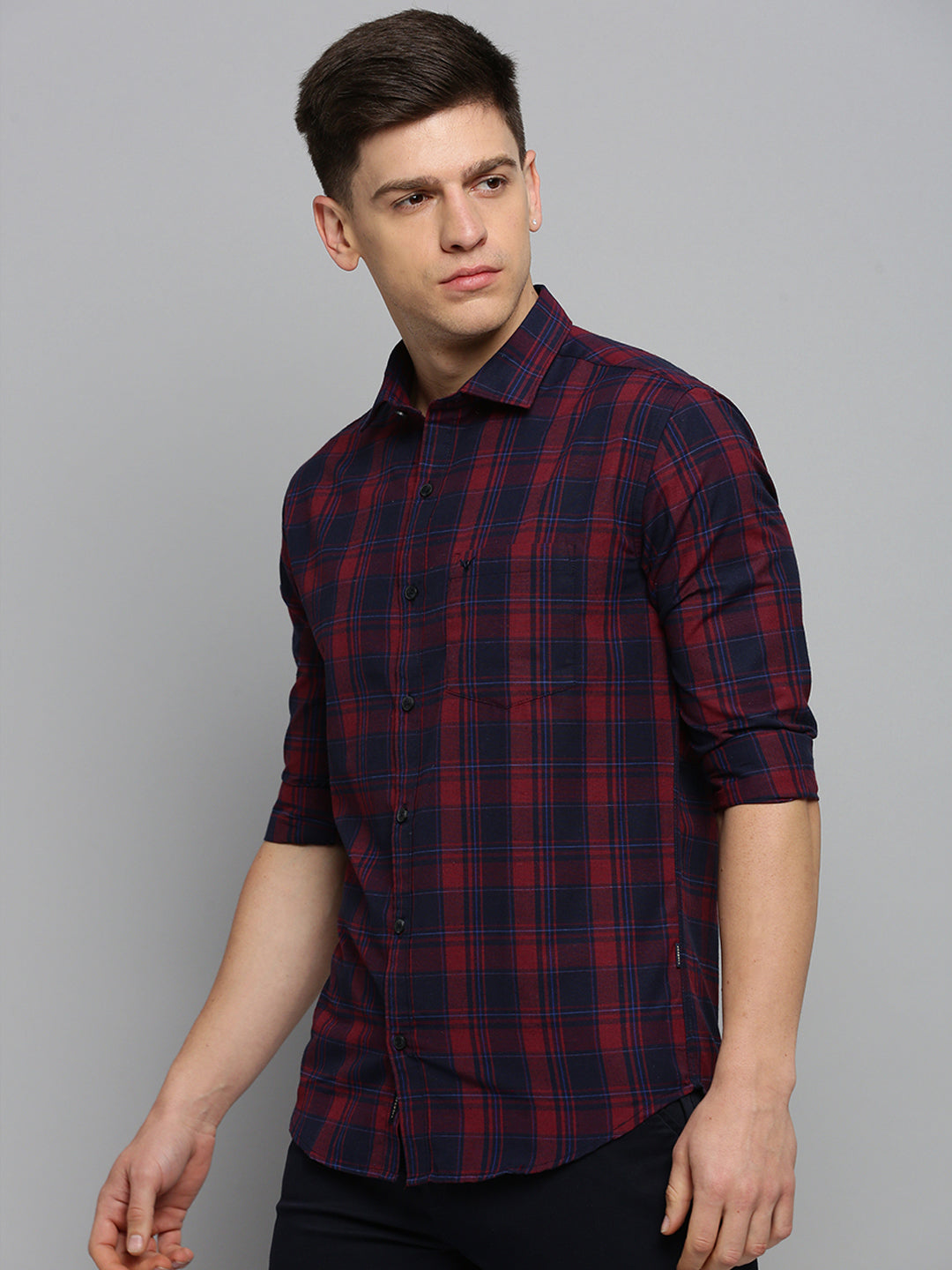 Men Maroon Checked Casual Shirt