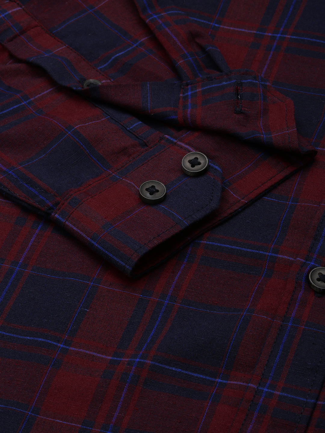 Men Maroon Checked Casual Shirt