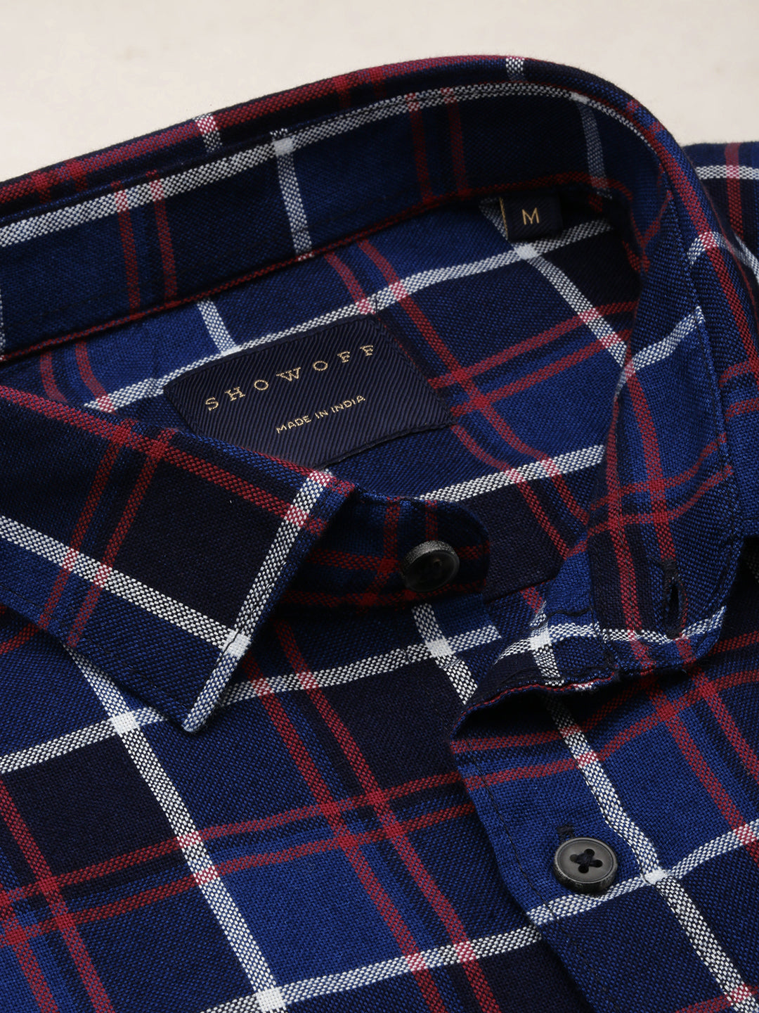 Men Navy Checked Casual Shirt