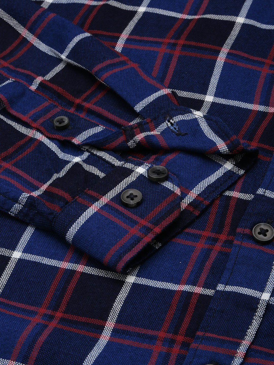 Men Navy Checked Casual Shirt