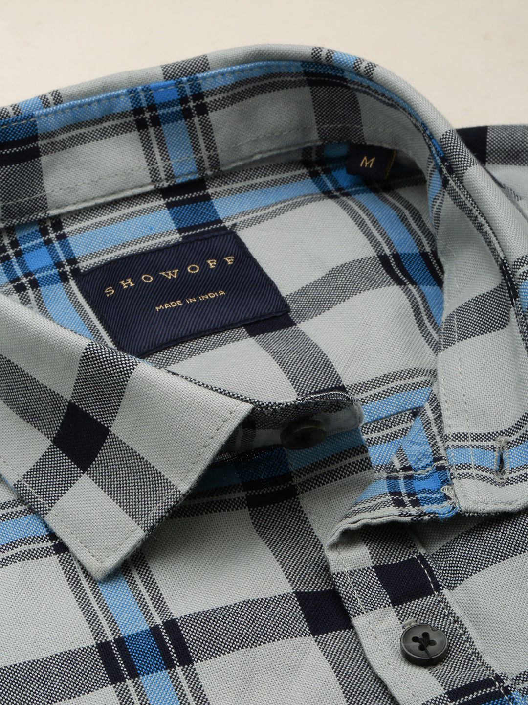 Men Grey Checked Casual Shirt