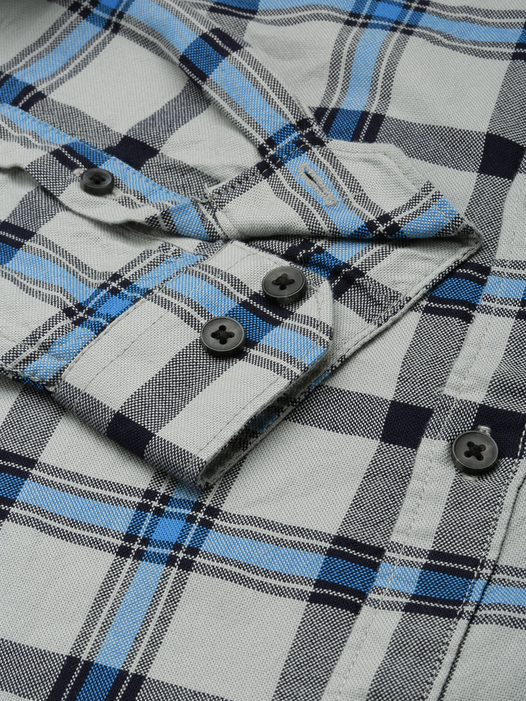 Men Grey Checked Casual Shirt