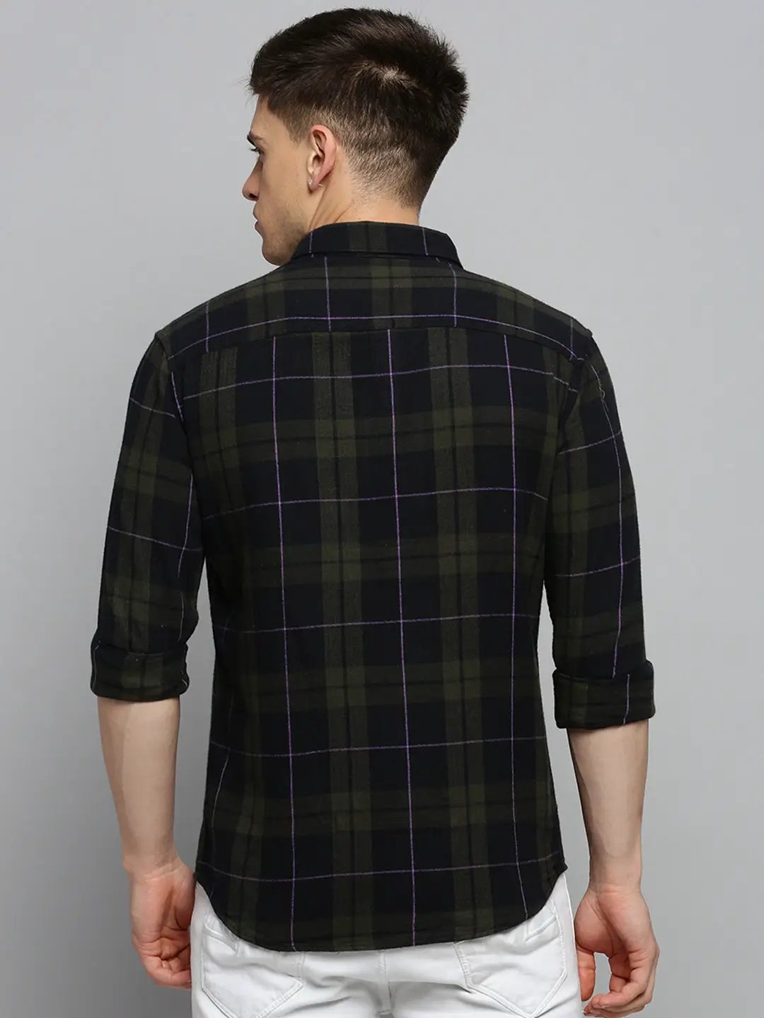 Men's Green Checked Casual Shirt