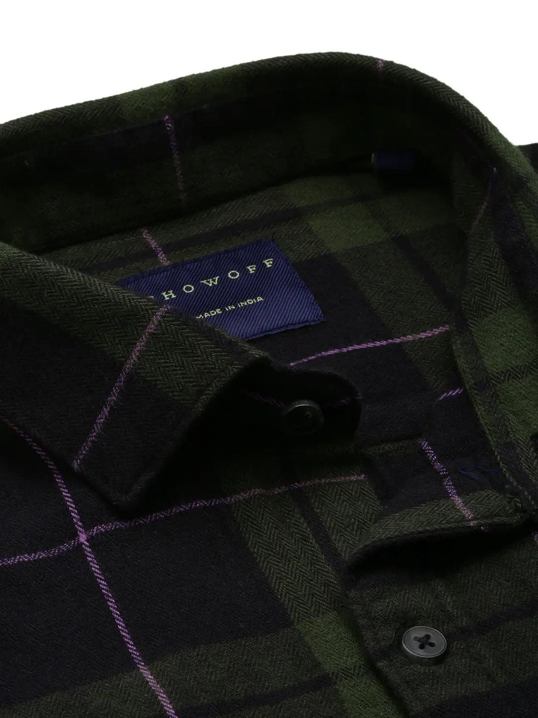 Men's Green Checked Casual Shirt