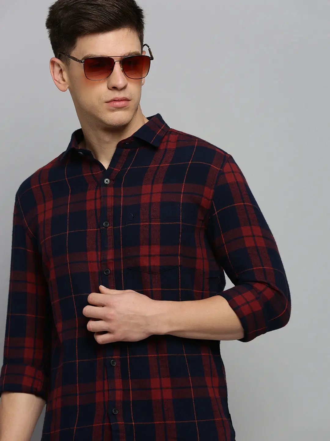 Men's Rust Checked Casual Shirt