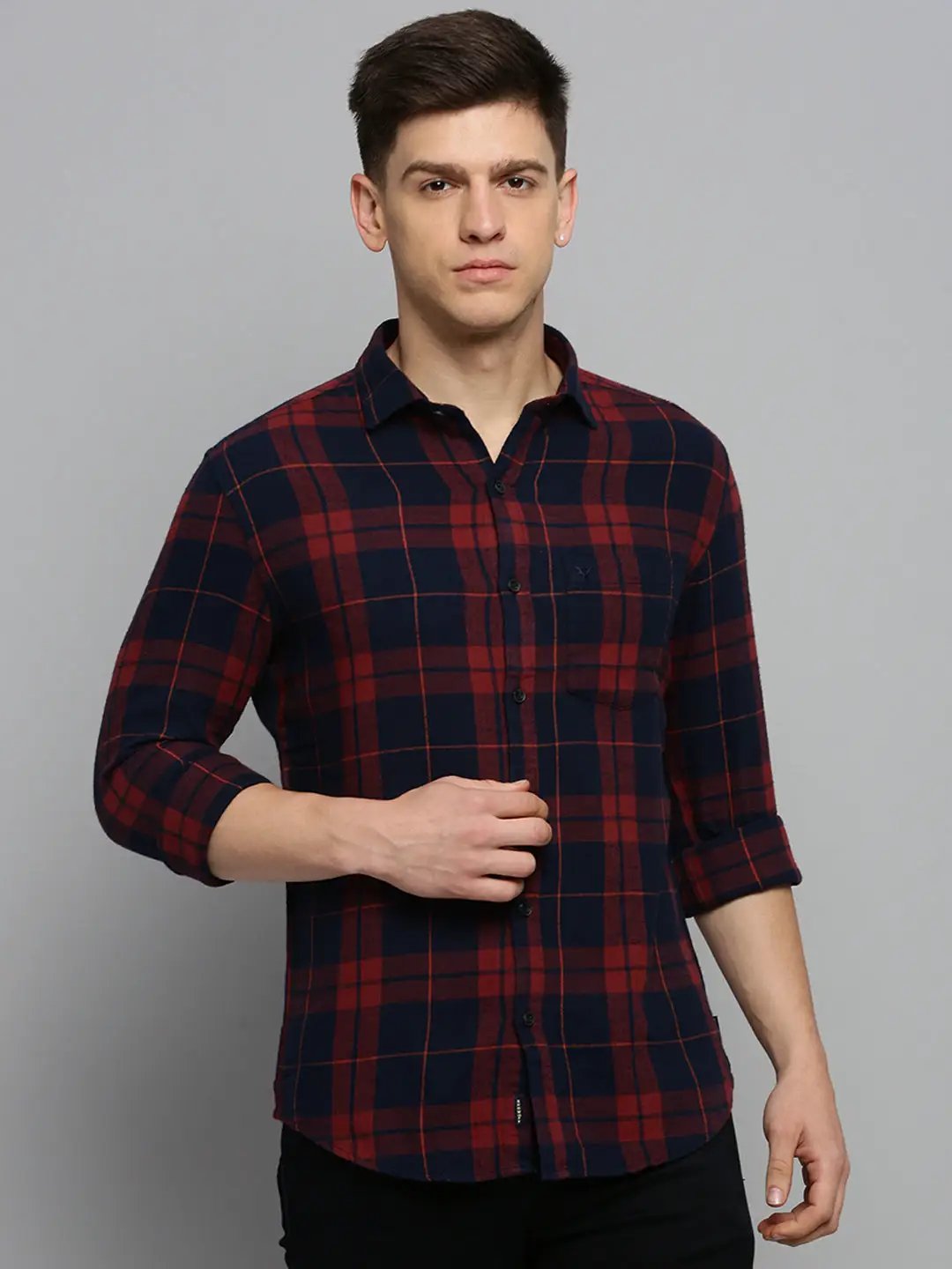 Men's Rust Checked Casual Shirt