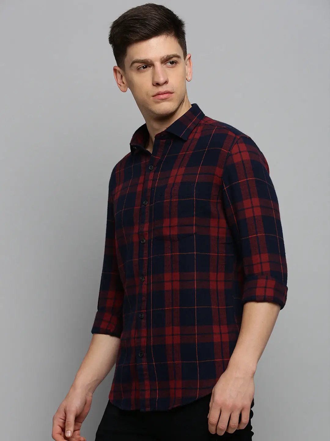 Men's Rust Checked Casual Shirt