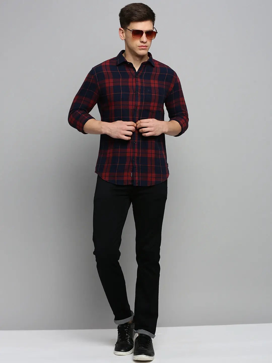 Men's Rust Checked Casual Shirt