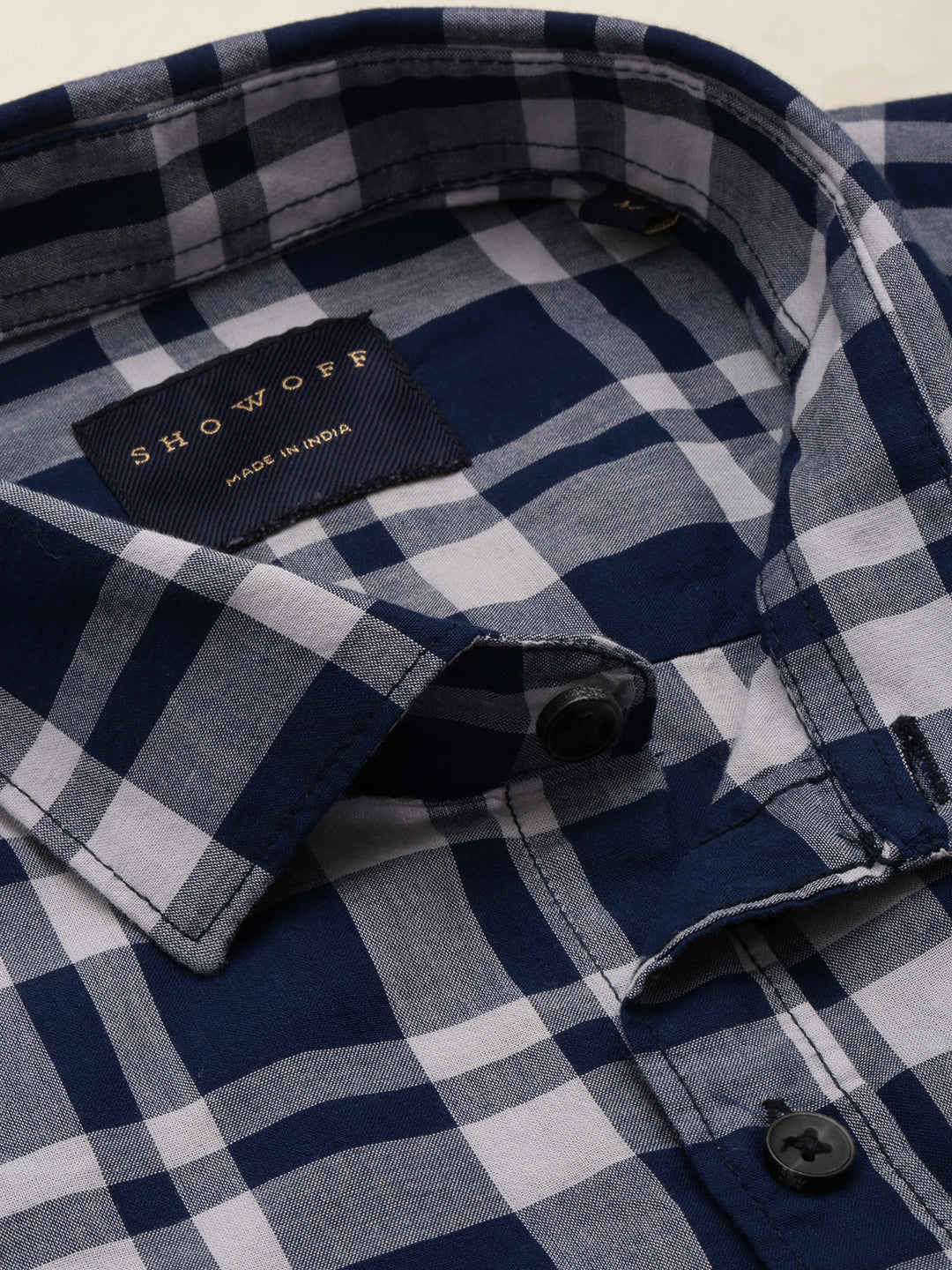 Men Blue Checked Casual Shirt