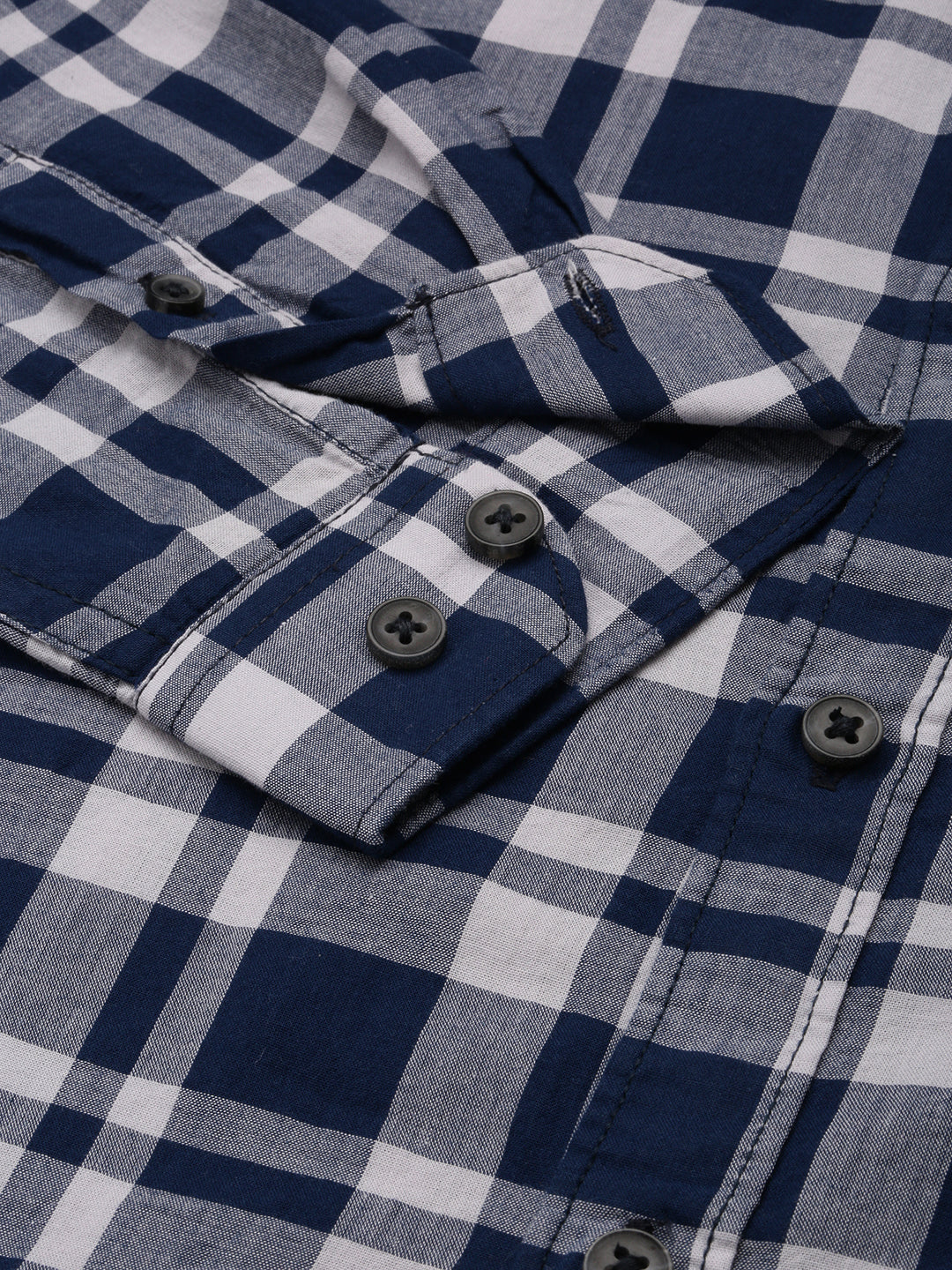 Men Blue Checked Casual Shirt