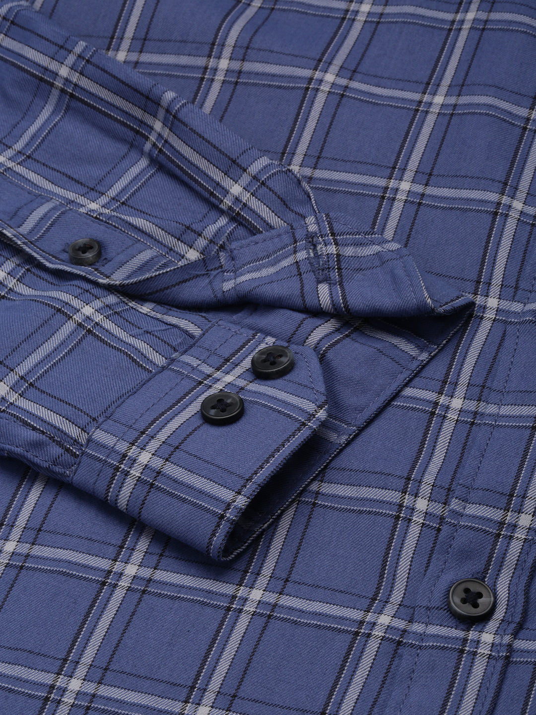 Men Blue Checked Casual Shirt