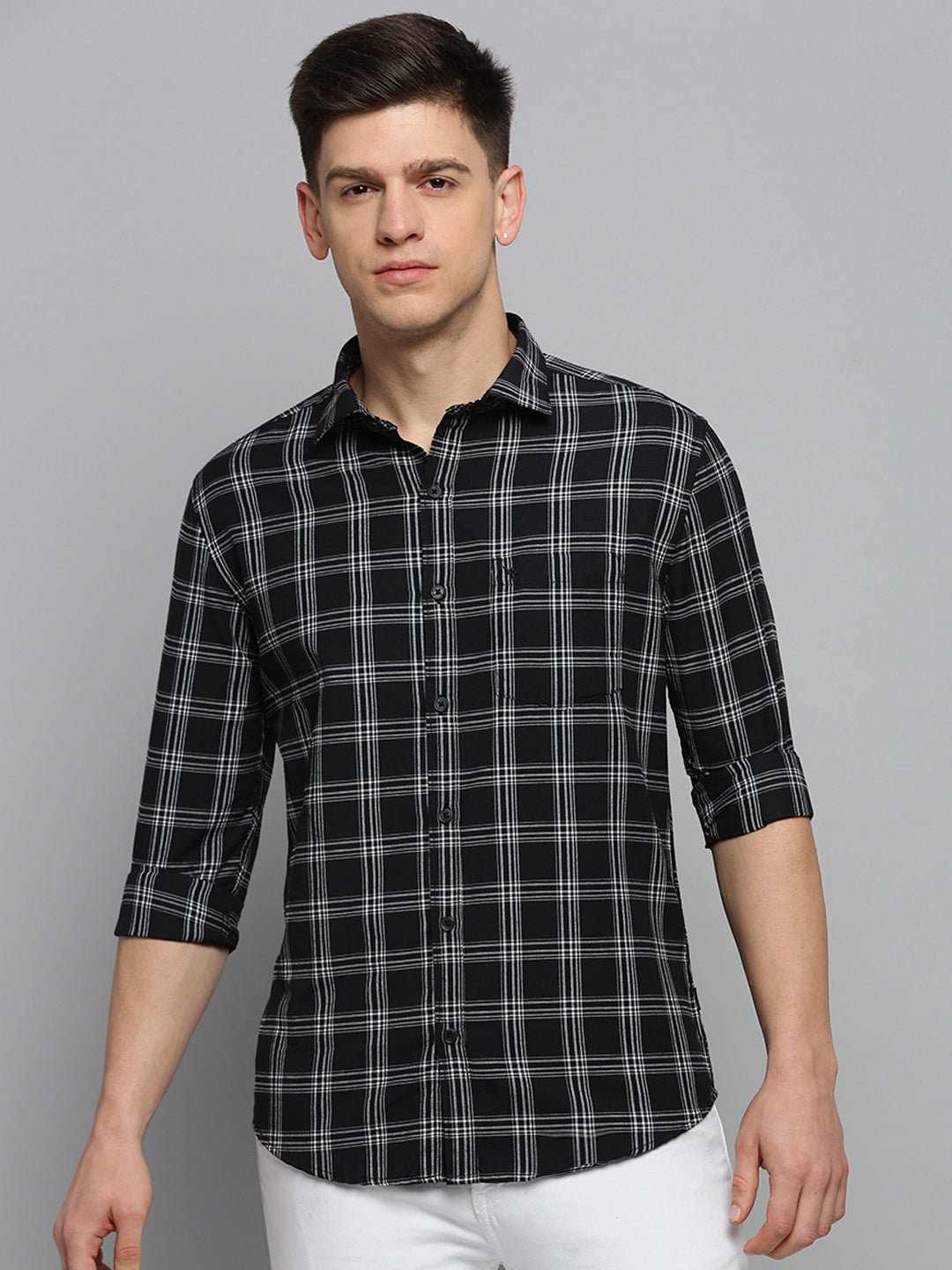 Men Black Checked Casual Shirt