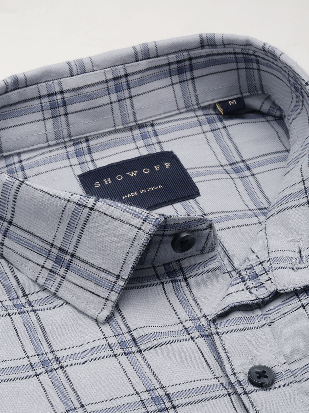 Men Grey Checked Casual Shirt