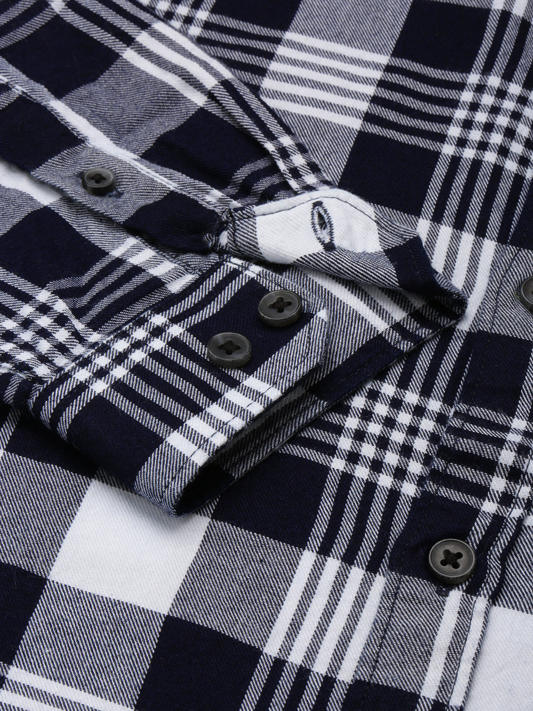 Men Navy Checked Casual Shirt