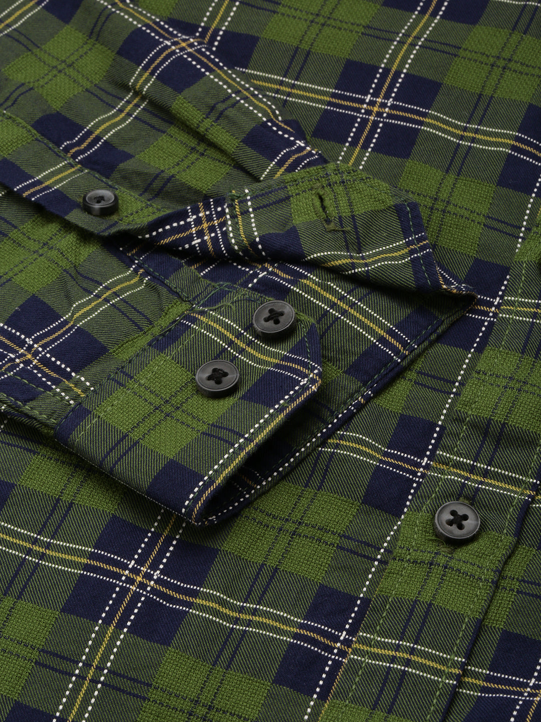 Men Green Checked Casual Shirt