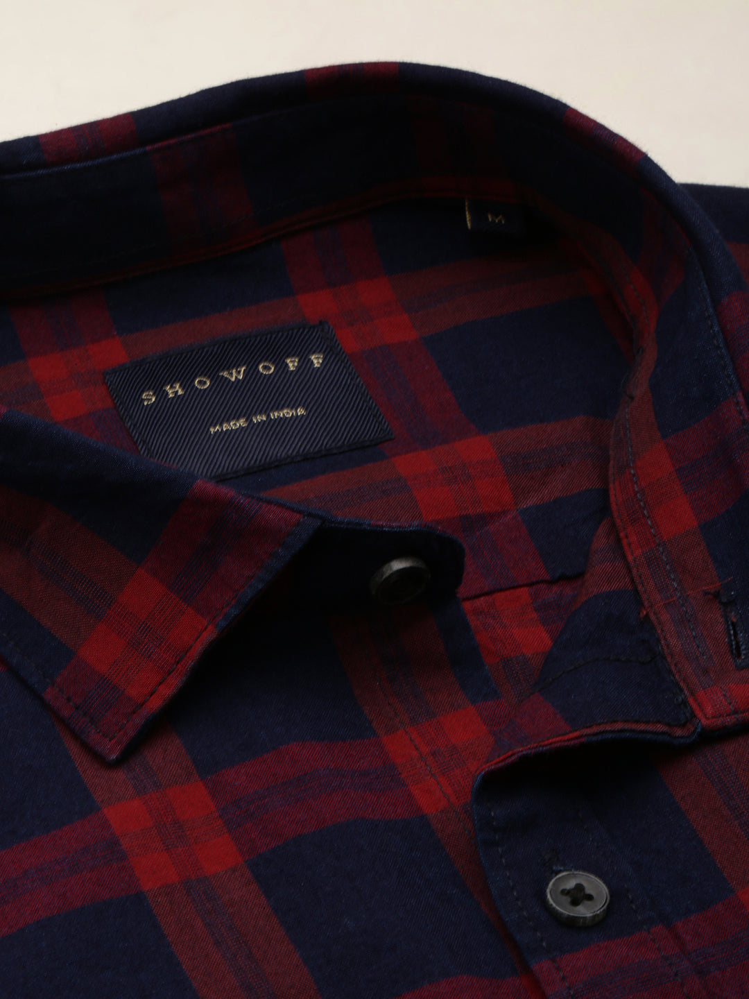 Men Navy Checked Casual Shirt