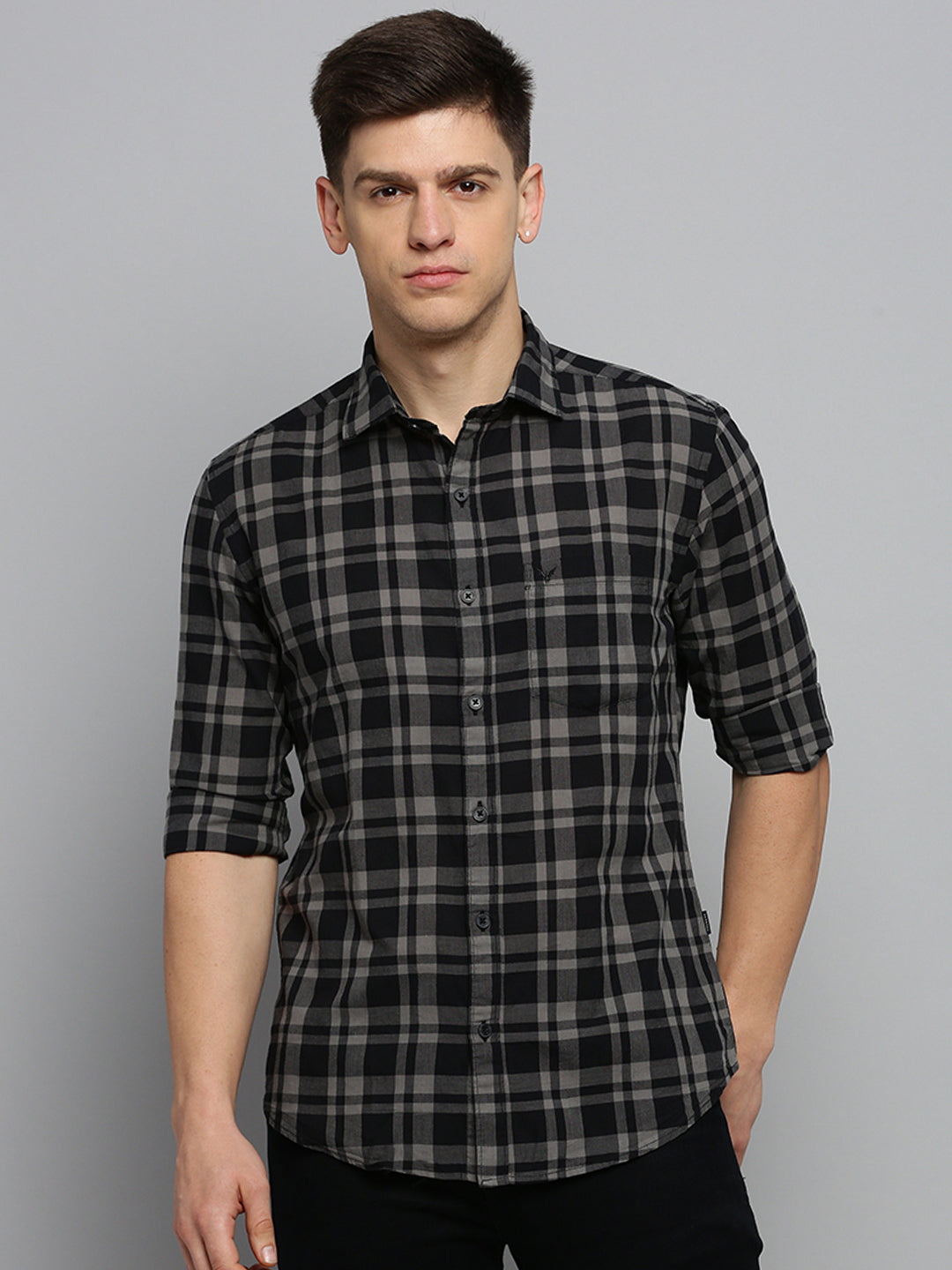 Men Black Checked Casual Shirt