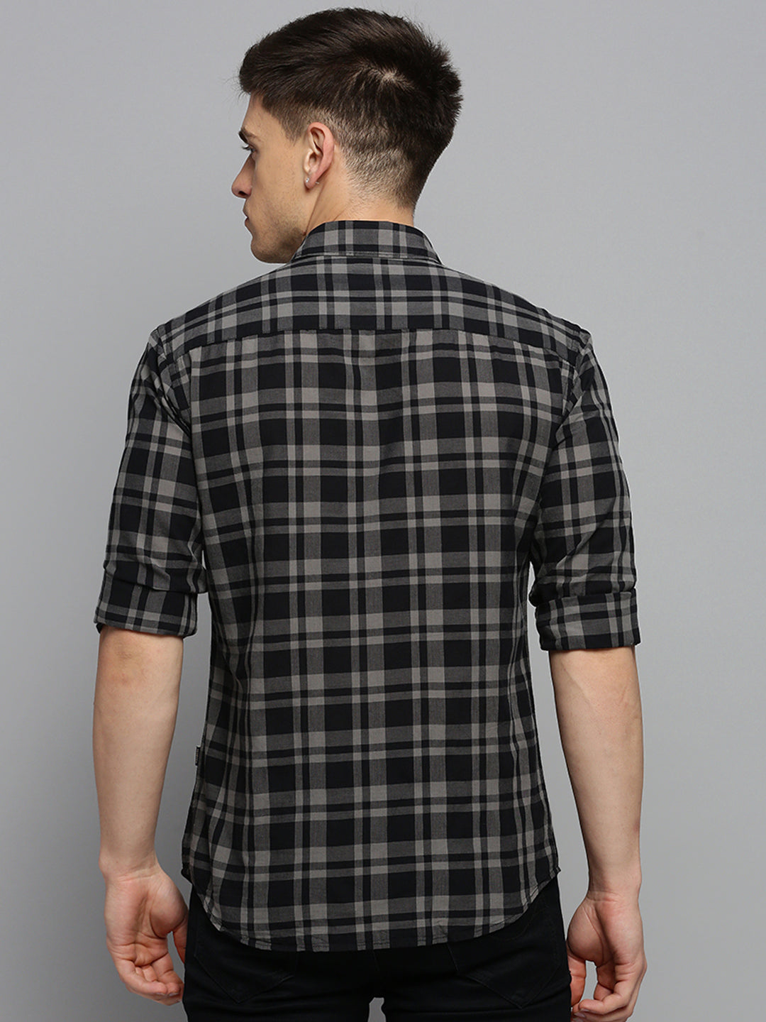 Men Black Checked Casual Shirt