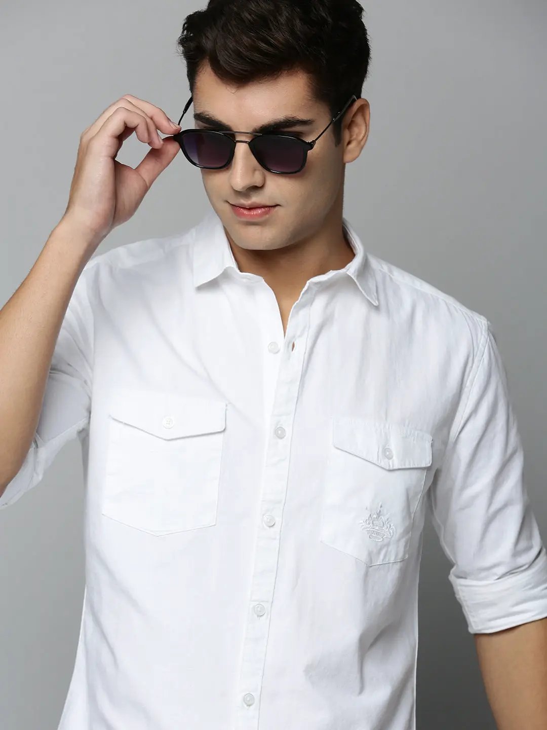 Men's White Solid Casual Shirt