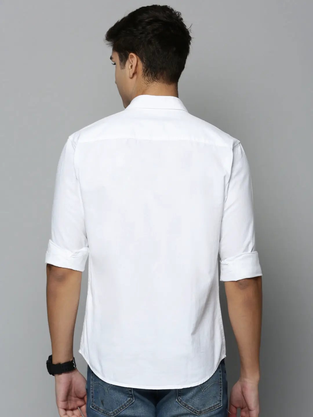 Men's White Solid Casual Shirt