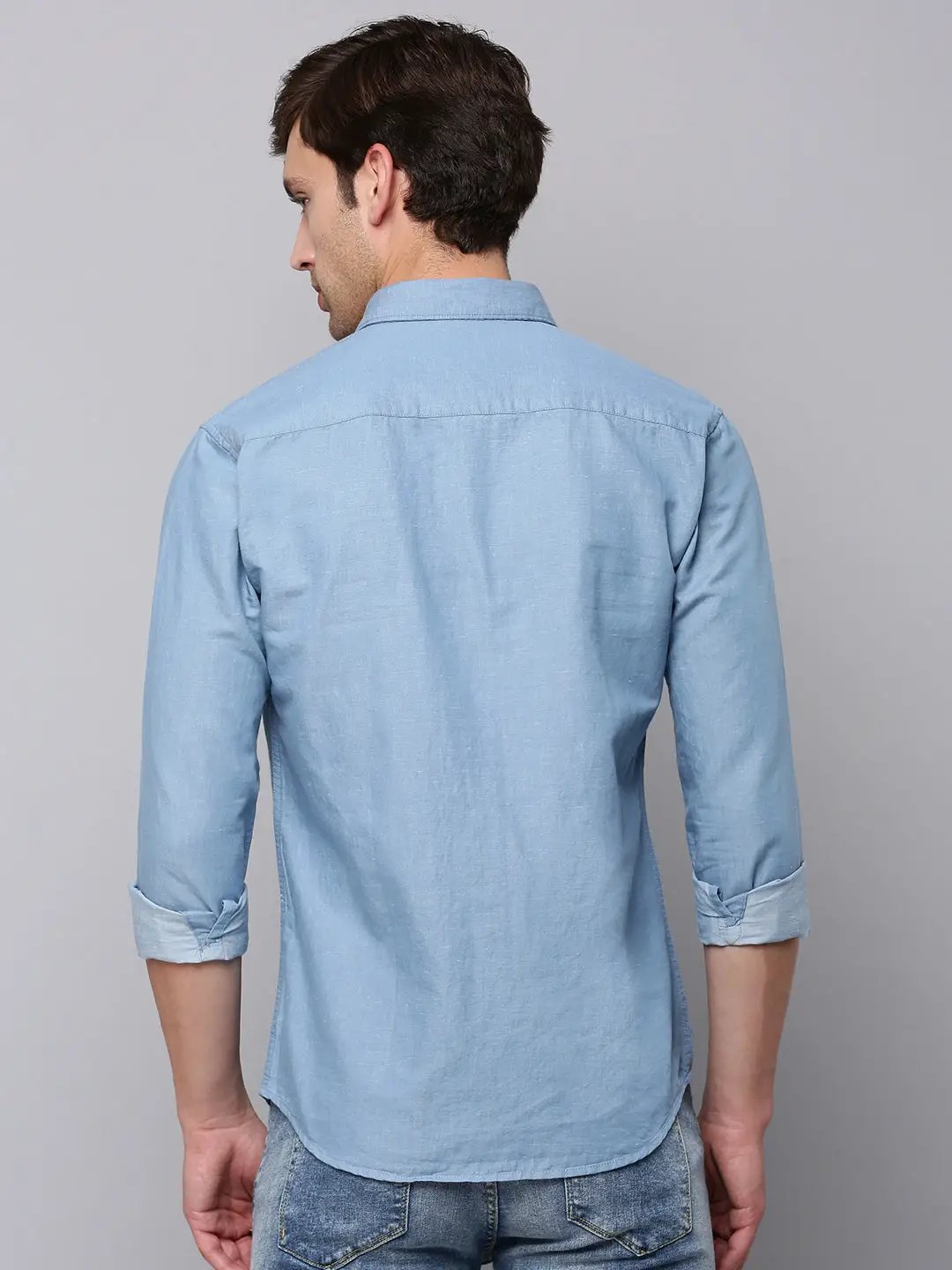 Men's Blue Solid Casual Shirt