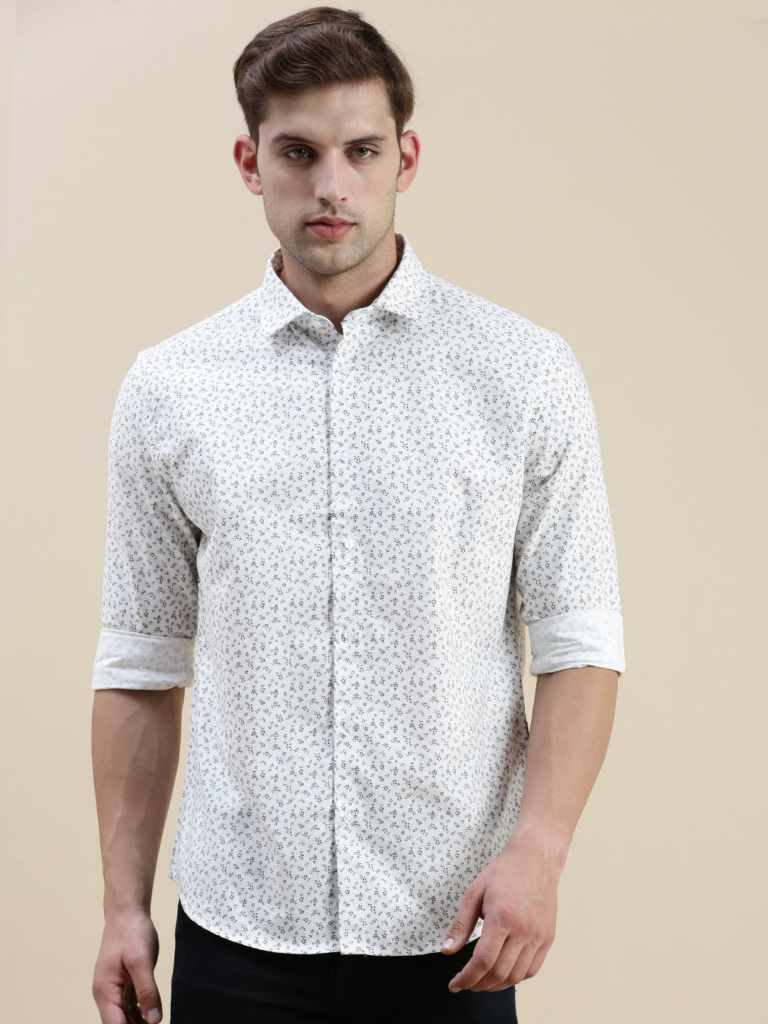 Men White Checked Casual Shirt