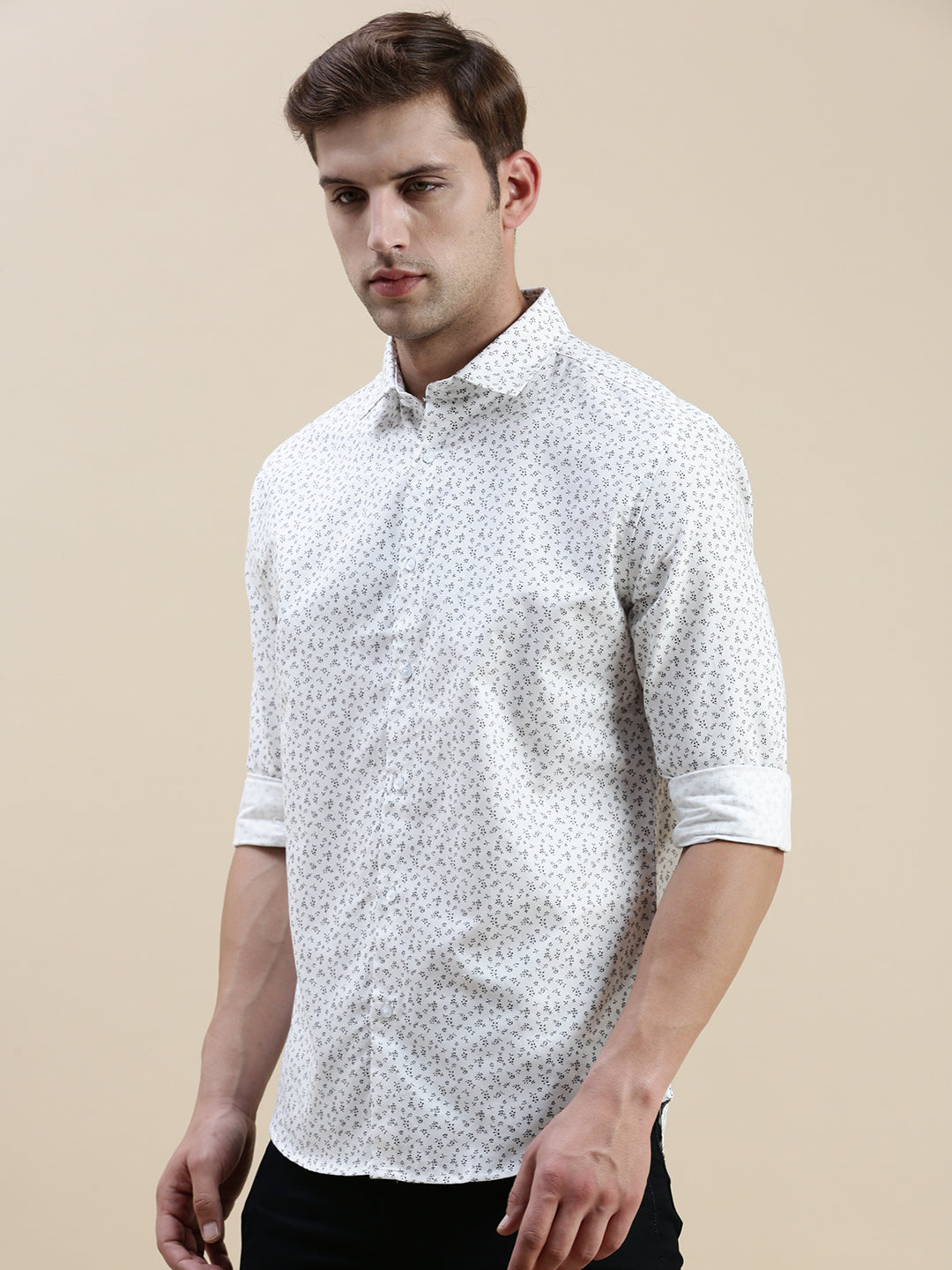 Men White Checked Casual Shirt